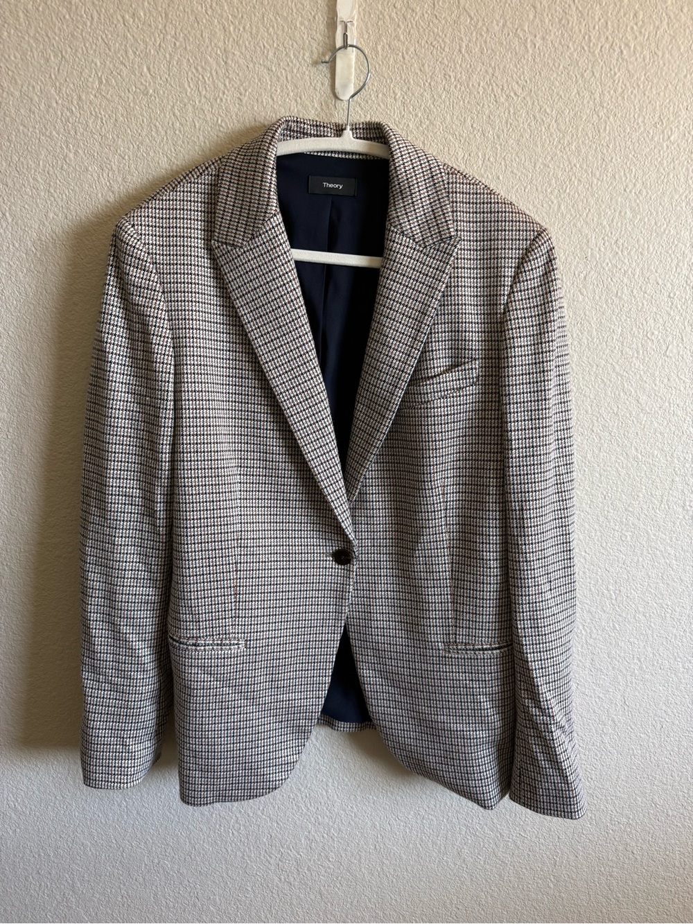 Theory Staple Blazer Houndstooth Eco Knit Academia Preppy Business Lightweight - Picture 3 of 10